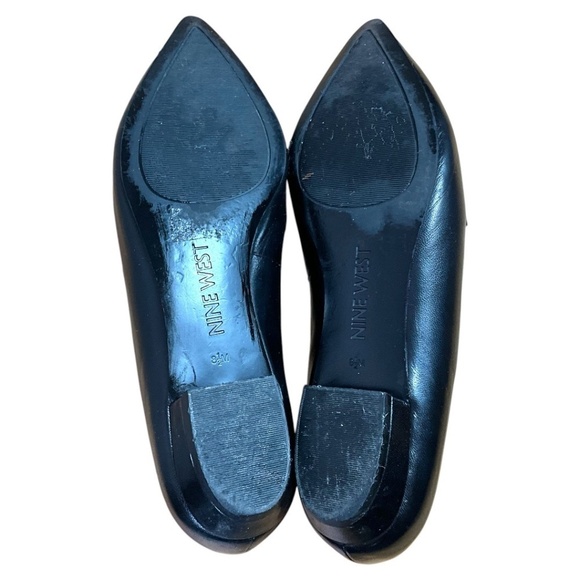NINE WEST Genuine Leather Pointy Toe Flats Houndstooth Calf Hair Upper US Sz 8.5 - Picture 8 of 10